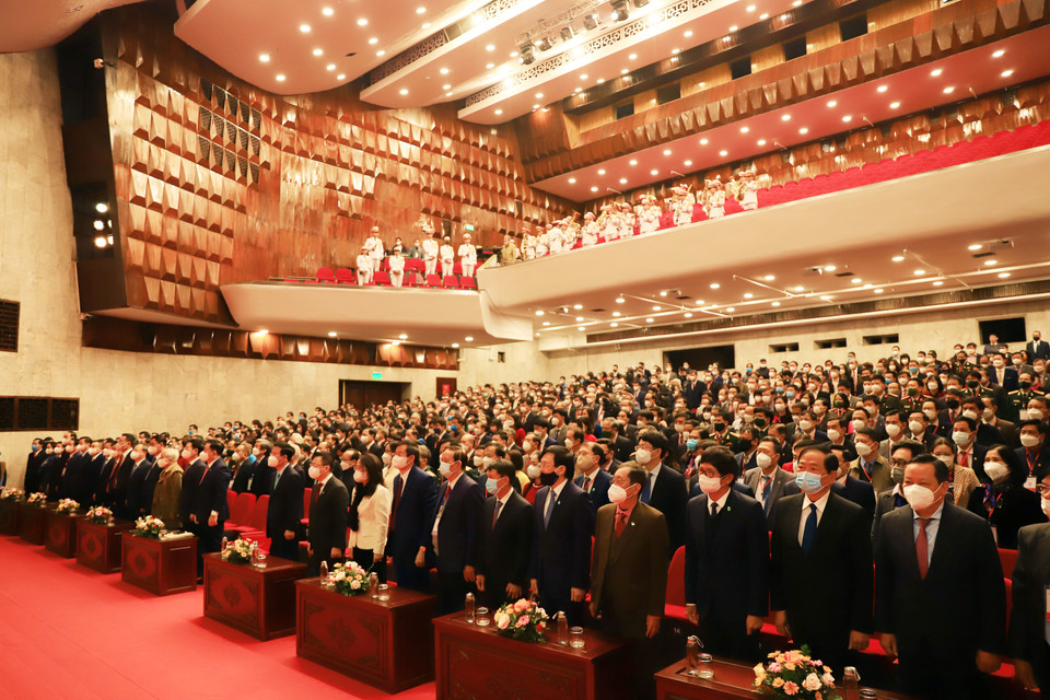 Lễ chào cờ trang nghiêm diễn ra lúc 8 giờ 30 phút. (Ảnh: Hoài Nam/Vietnam+)