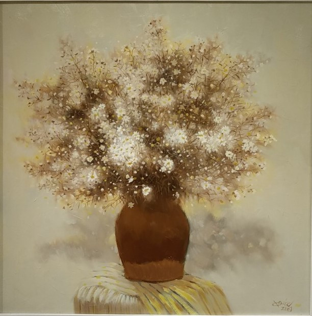 "Hoa thạch thảo," sơn dầu của Nguyễn Văn Đức. (Ảnh: Minh Thu/Vietnam+)