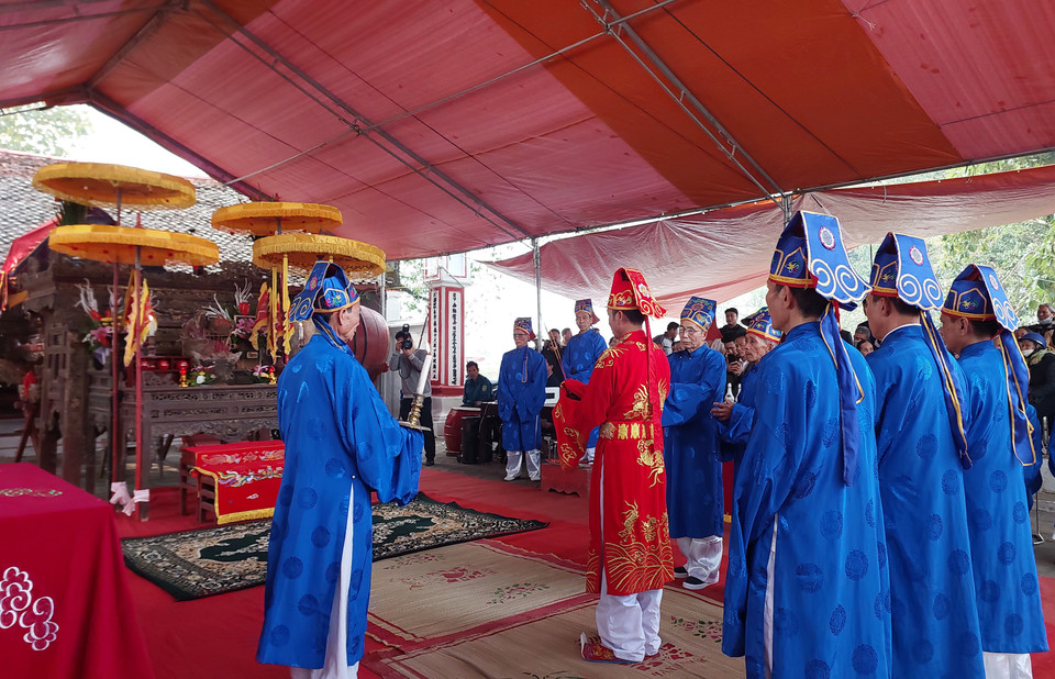 Nghi lễ tế tại Đền Hiền Quan. (Ảnh: Minh Thu/Vietnam+)