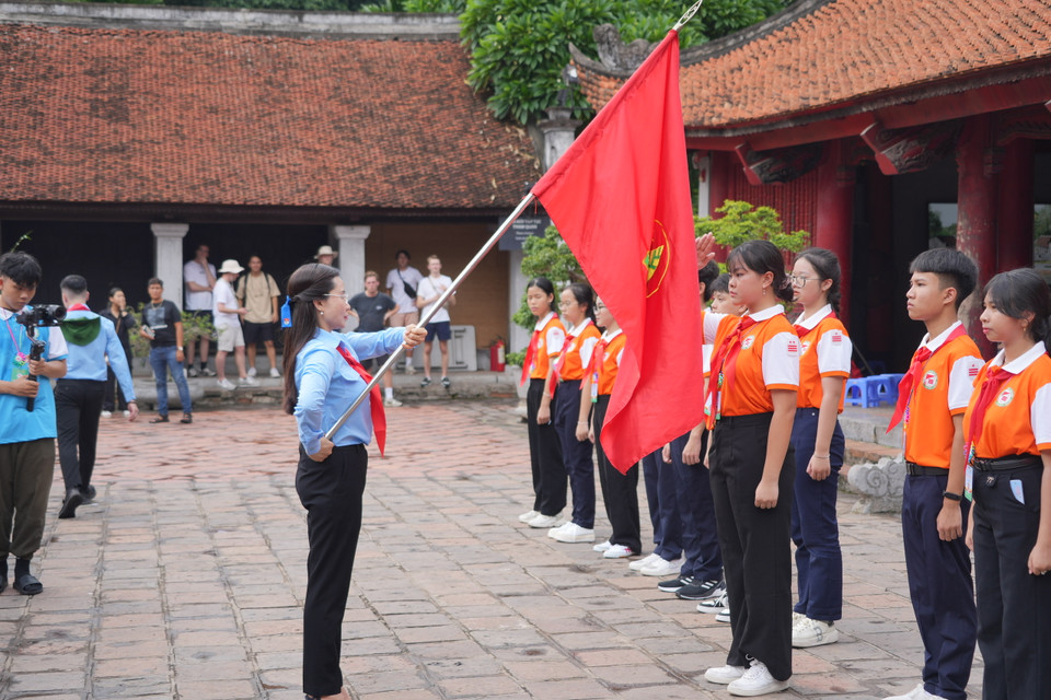 Chương trình Liên hoan Chỉ huy Đội giỏi sẽ diễn ra đến ngày 18/8. Bên cạnh màn đồng diễn, chương trình còn nhiều hoạt động ý nghĩa và sôi động. (Ảnh: PV/Vietnam+)