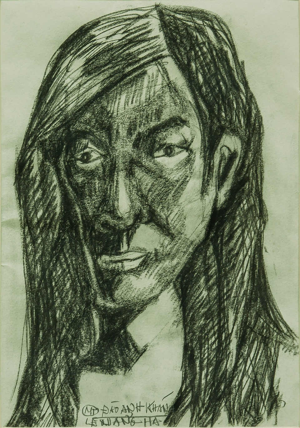 Chân dung 'Đào Anh Khánh' (chất liệu chì sáp trên giấy) qua góc nhìn của Lê Quảng Hà. (Ảnh: BTC)