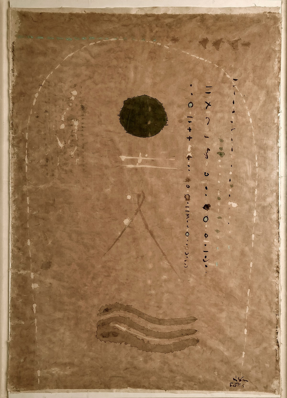 'Nguyên bản' (chất liệu: màu tự nhiên trên giấy dó) của Lý Trực Sơn. (Ảnh: BTC)