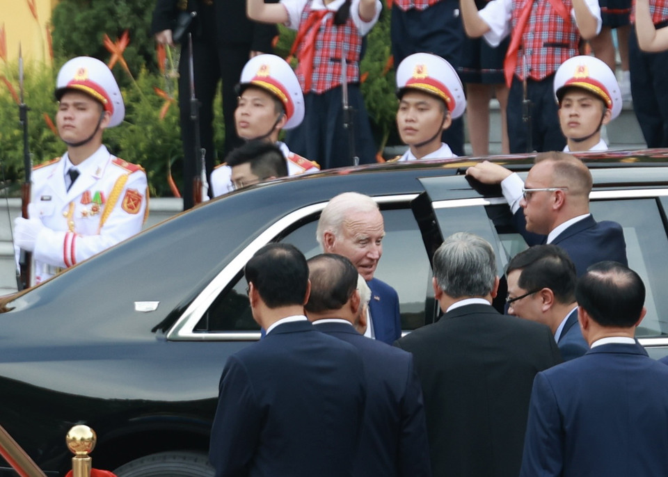 Chuyến thăm lần này của Tổng thống Joe Biden đánh dấu 10 năm hai nước xác lập và triển khai quan hệ Đối tác Toàn diện (2013-2023). (Ảnh: PV/Vietnam+)
