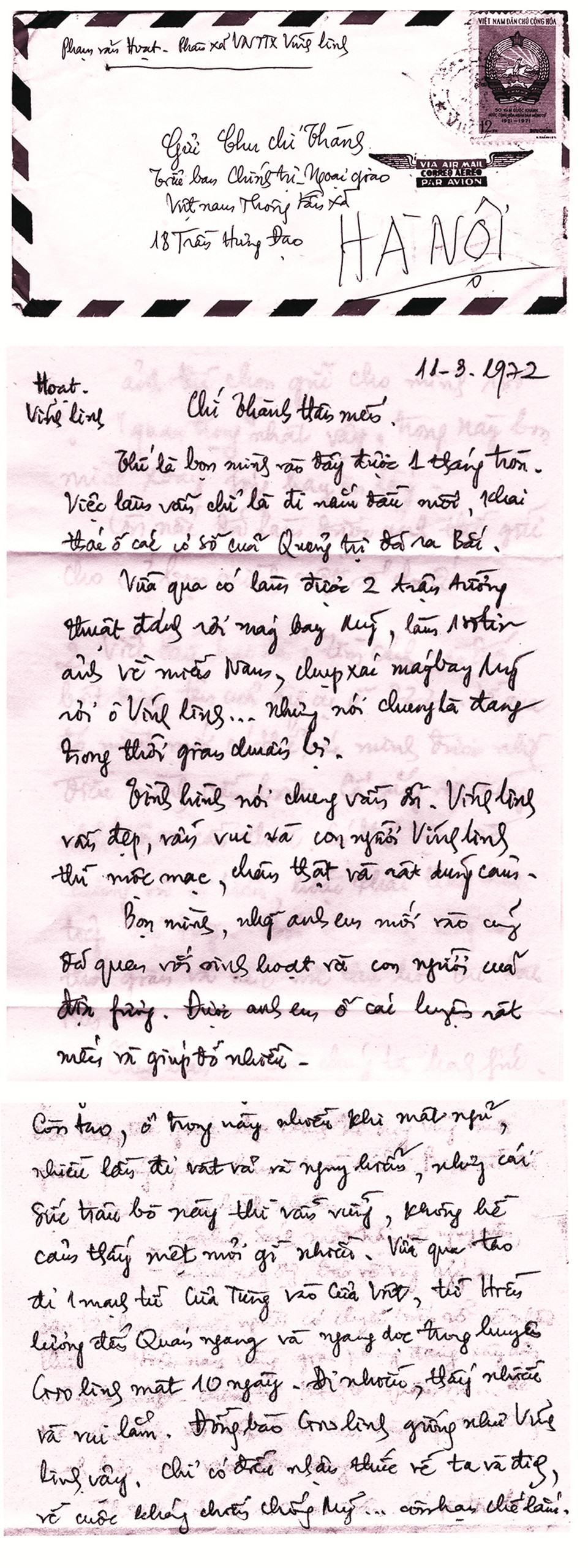 Những chia sẻ của phóng viên chiến trường Phạm Văn Hoạt (Thông tấn xã Việt Nam) gửi cho người đồng nghiệp. (Ảnh: Nghệ sỹ nhiếp ảnh Chu Chí Thành cung cấp)