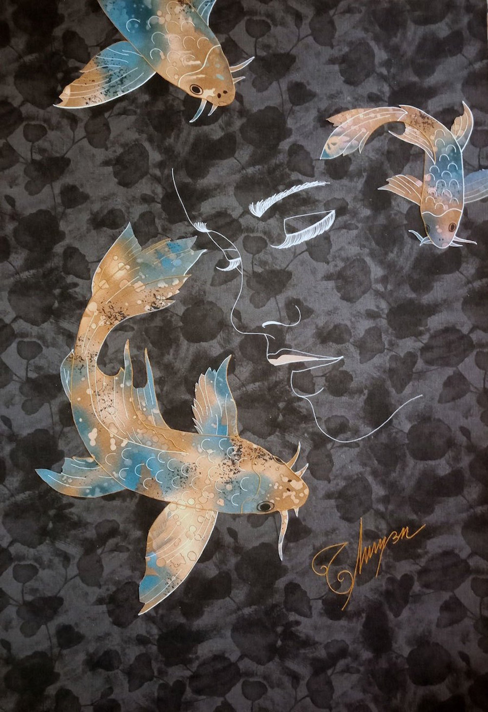 Thông thường, tranh ghép vải được tạo ra bằng việc chọn những mảnh vải có màu sắc, hoa văn phù hợp, sau đó ghép lên hình. Tuy nhiên, Thu Huyền lại tìm cho mình một hướng đi khác. (Ảnh: BTC)