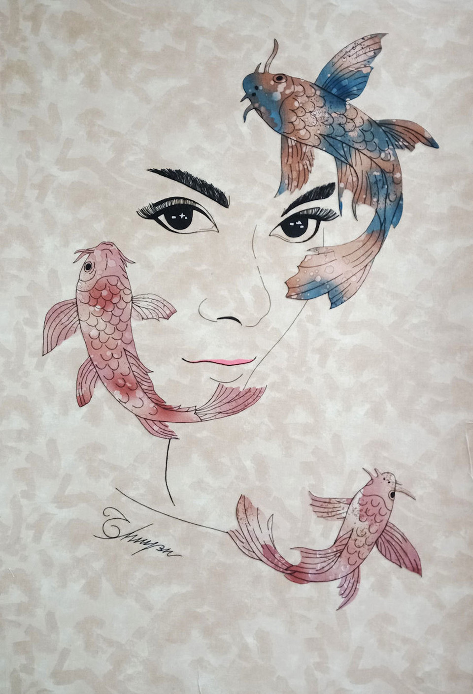 Nhà nghiên cứu mỹ thuật Nguyễn Hải Yến cho rằng, họa sỹ Thu Huyền đã bước đầu thành công trong việc tạo ra một hình thức thể hiện mới cho loại tranh ghép vải. (Ảnh: BTC)