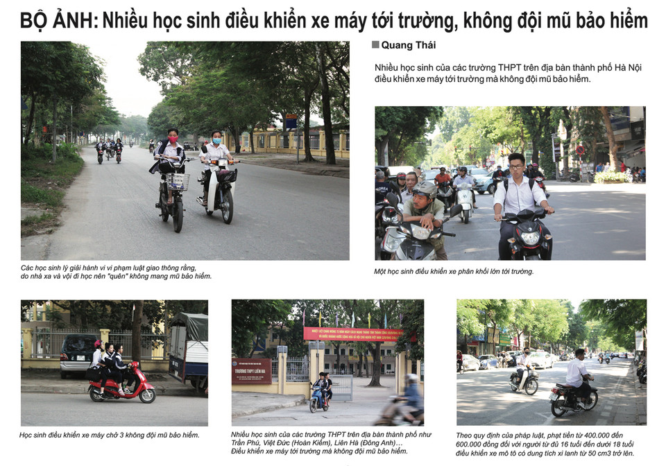 Giải Nhì của cuộc thi được trao cho tác giả Quang Thái với bộ ảnh 'Nhiều học sinh điều khiển xe máy tới trường, không đội mũ bảo hiểm.' (Nguồn ảnh: BTC)