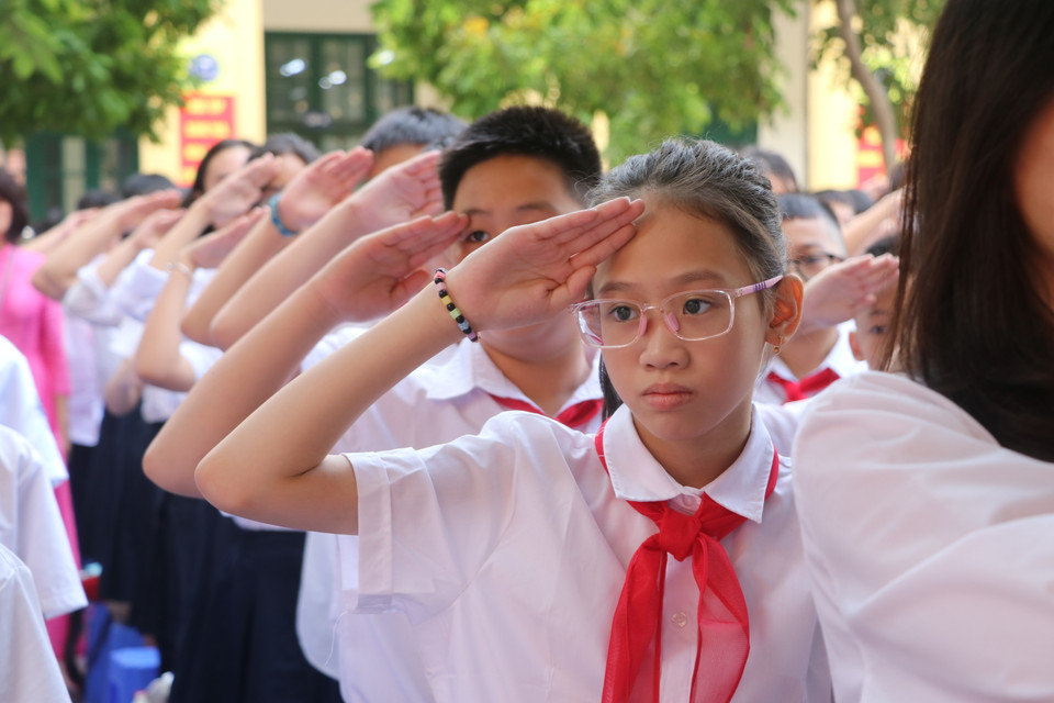 Toàn trường Trung học cơ sở Nguyễn Công Trứ có 1.200 học sinh thuộc 4 khối, riêng lớp 6 có 360 em. (Ảnh: Minh Anh/Vietnam+) 