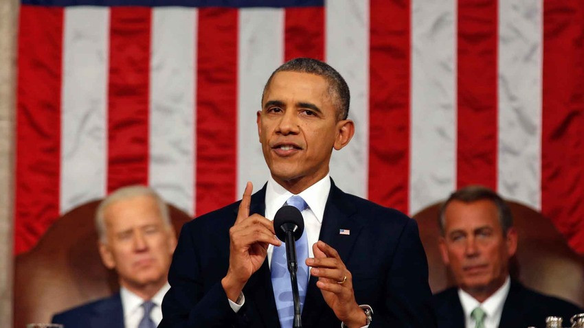Ông Obama nêu ra định hướng của ông cho năm tới trong diễn văn (Ảnh: AP)