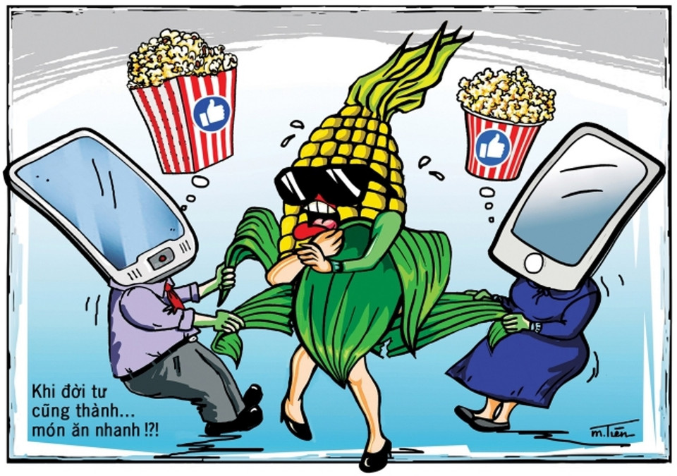 Giải nhì thứ hai được trao cho tác phẩm 'Khi đời tư cũng thành …món ăn nhanh' Họa sỹ Nguyễn Mạnh Tiến. (Ảnh: BTC)