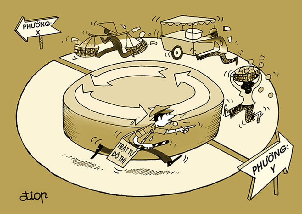 'Trật tự đô thị' qua góc nhìn của họa sỹ Nguyễn Minh Đông. (Ảnh: BTC)