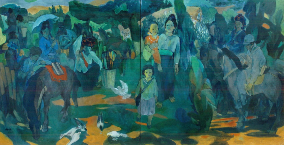 'Chiều biên giới' (chất liệu sơn dầu) của họa sỹ Trần Huy Oánh. (Ảnh: BTC)