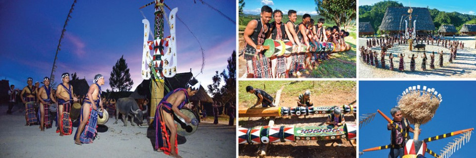 Bộ ảnh 'Cây cột thiêng của người Cơtu' (tác giả Trần Tấn Vịnh) giành giải nhất ở hạng mục Ảnh bộ. (Nguồn ảnh: BTC)