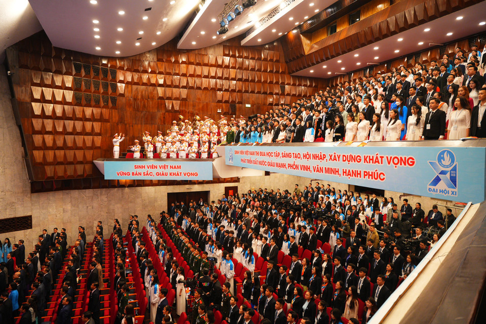 Đại hội quy tụ gần 700 đại biểu sinh viên toàn quốc đại diện đại diện cho 1,7 triệu hội viên, 2,1 triệu sinh viên trong và ngoài nước. (Ảnh: PV/Vietnam+)
