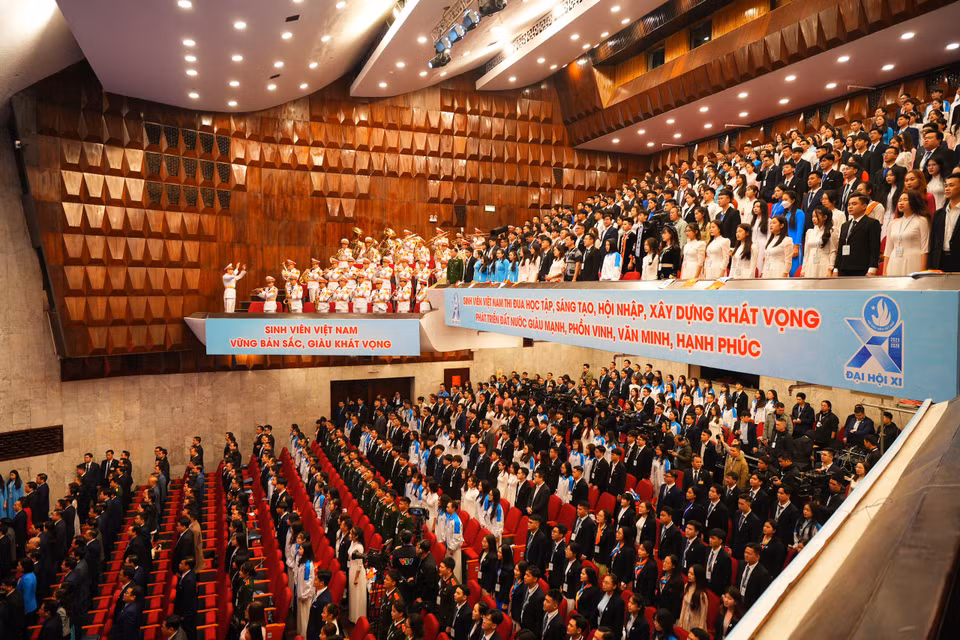 Đại hội quy tụ gần 700 đại biểu sinh viên toàn quốc đại diện đại diện cho 1,7 triệu hội viên, 2,1 triệu sinh viên trong và ngoài nước. (Ảnh: PV/Vietnam+)