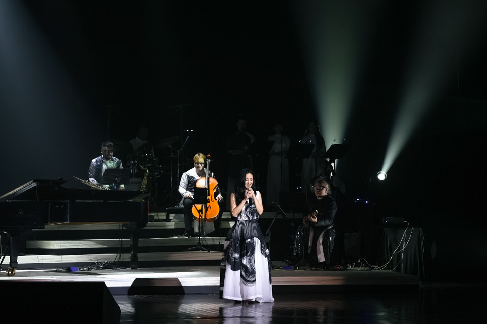 Tại đêm nhạc đặc biệt này, Hồng Nhung cũng trình bày ca khúc mới do cô sáng tác mang tên “My Dream-Giấc mơ tôi.”(Ảnh: CTV/Vietnam+)