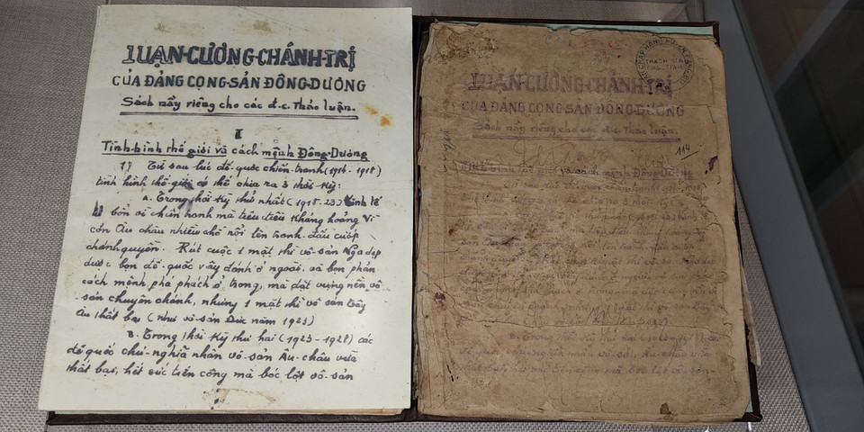 Luận cương chánh trị của Đảng Cộng sản Đông Dương. (Ảnh: Minh Thu/Vietnam+) 