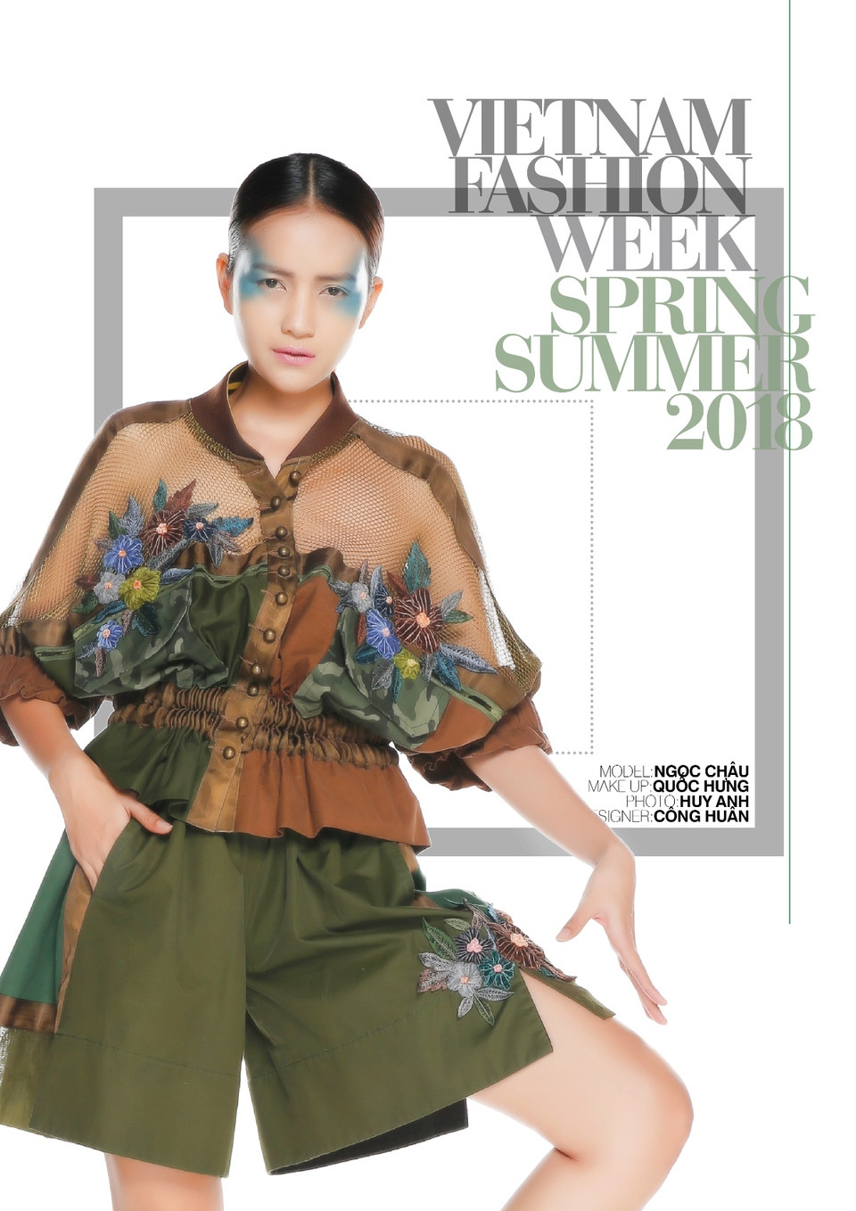 Công Huân đã kết hợp nhiều chất liệu và màu sắc để tạo nên một tổ hợp mang đậm dấu ấn của phong cách Army. (Ảnh: BTC)