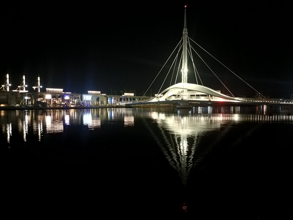 Cầu cảng Cao Hùng lung linh trong đêm. (Ảnh: PV/Vietnam+)