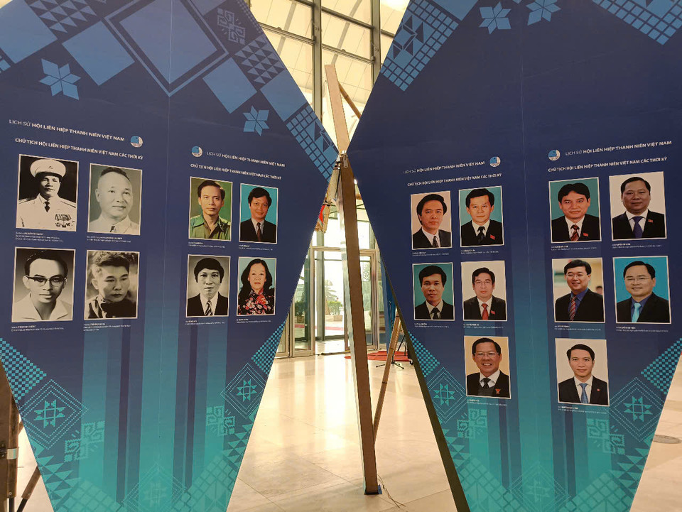 Triển lãm cũng giới thiệu các cán bộ lãnh đạo của Hội Liên hiệp thanh niên Việt Nam qua các thời kỳ. (Ảnh: PV/Vietnam+)