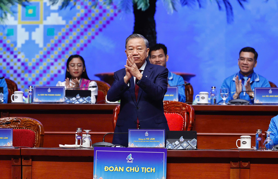 Đại hội vinh dự được chào đón Tổng Bí thư Tô Lâm. (Ảnh: CTV/Vietnam+)