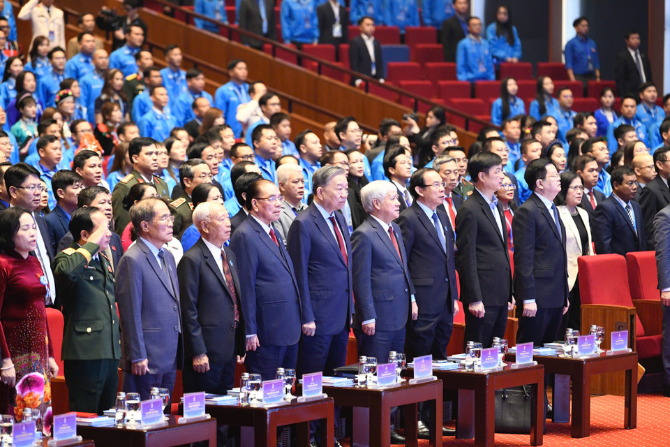 Đại hội có sự tham dự của các vị lãnh đạo, nguyên lãnh đạo Đảng, Nhà nước. (Ảnh: CTV/Vietnam+)