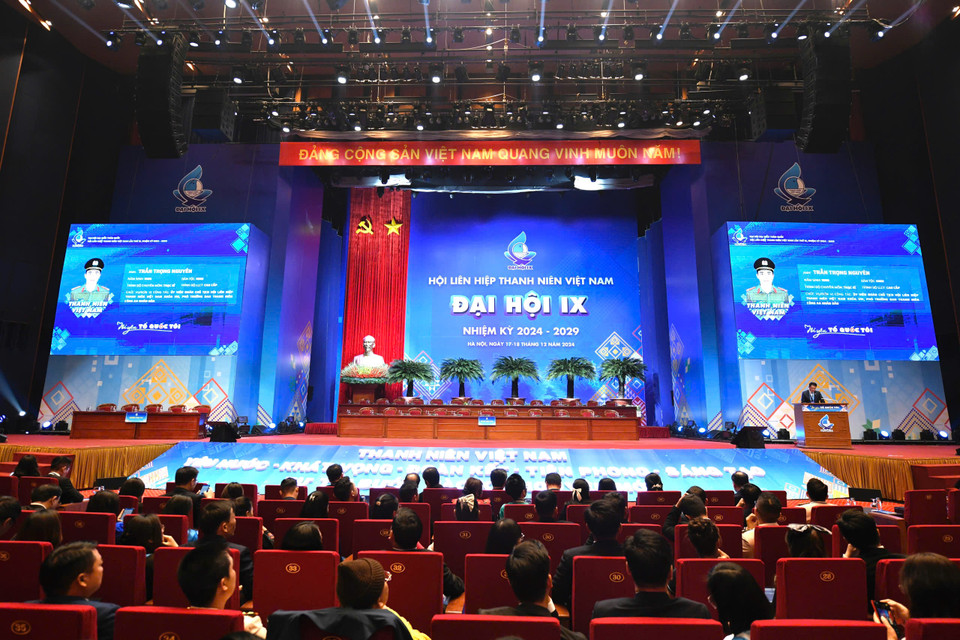 Với chủ đề “Thanh niên Việt Nam yêu nước, khát vọng, đoàn kết, tiên phong, sáng tạo, tự tin bước vào kỷ nguyên mới”, đại hội nhằm đánh giá công tác Hội trong nhiệm kỳ qua, đồng thời xác định phương hướng, mục tiêu và các giải pháp cho nhiệm kỳ 2024-2029. (Ảnh: PV/Vietnam+)