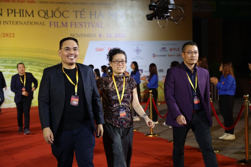 Một số thành viên Ban Giám khảo hạng mục phim ngắn dự thi. (Ảnh: Minh Anh/Vietnam+)