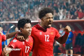 Xuân Son ghi bàn giúp Việt Nam đánh bại Thái Lan ở chung kết lượt đi AFF Cup 2024. (Ảnh: Việt Anh/Vietnam+)