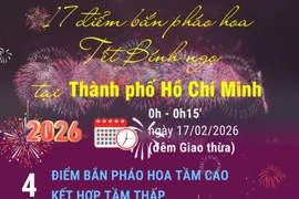 17 điểm bắn pháo hoa Tết Nguyên đán Bính Ngọ tại Thành phố Hồ Chí Minh