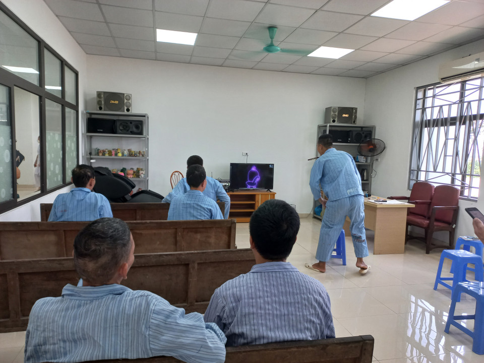 Phòng hát karaoke dành cho các bệnh nhân. (Ảnh: PV/Vietnam+)