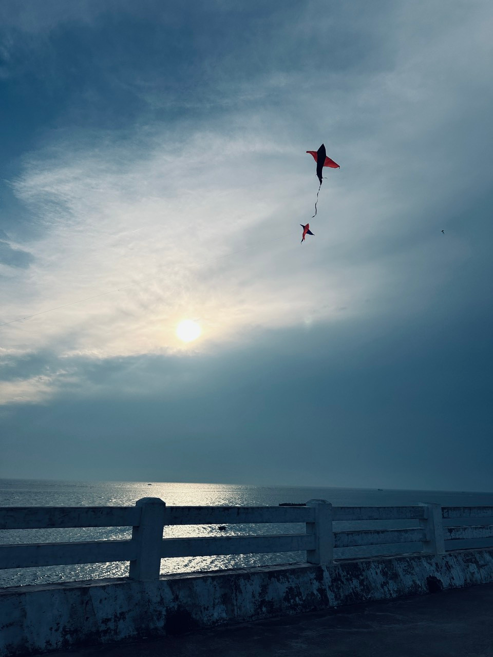 Những cánh diều được trẻ em trên đảo Lý Sơn thả bay cao trong gió và nắng chiều. (Ảnh: PV/Vietnam+)