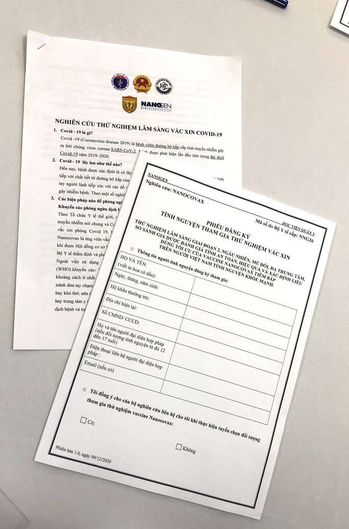 Mẫu phiếu đăng ký tham gia. (Ảnh: PV/Vietnam+)