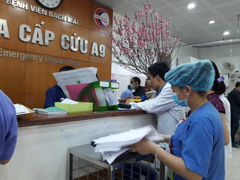 Khoa Cấp cứu, Bệnh viện Bạch Mai trong chiều mùng 5 tết. (Ảnh: T.G/Vietnam+)