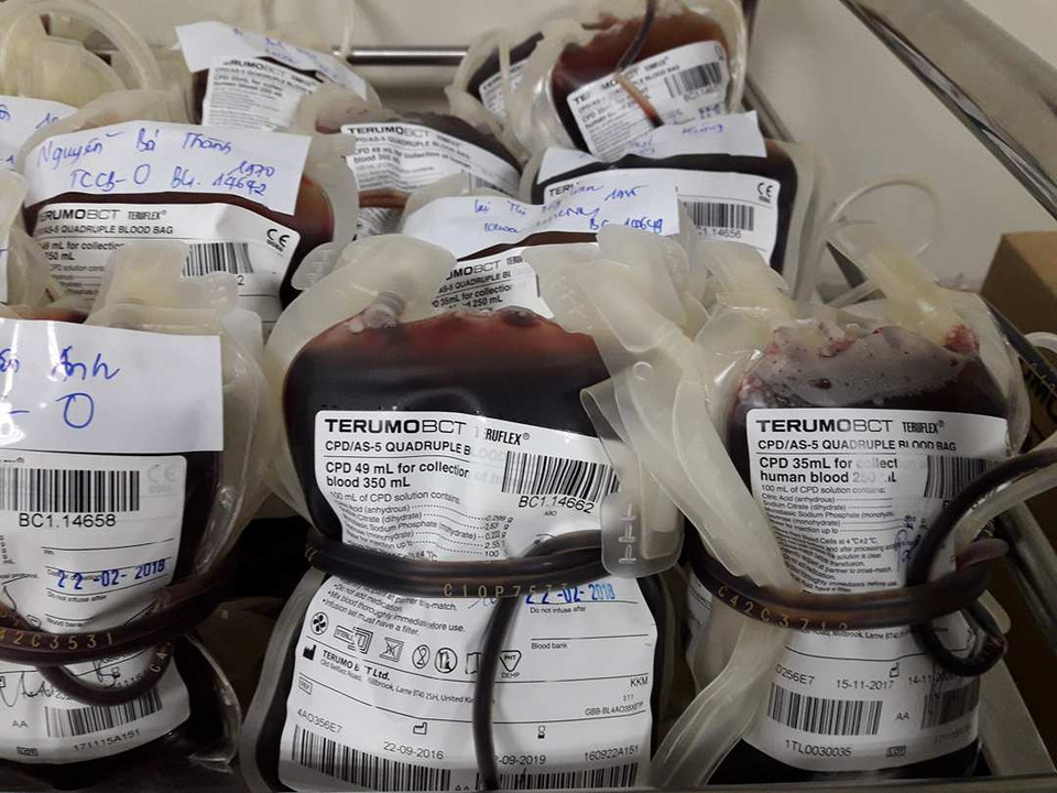 Lượng máu dự trữ của Viện Huyết học-Truyền máu Trung ương còn khoảng hơn 9.000 đơn vị máu. (Ảnh: PV/Vietnam+)