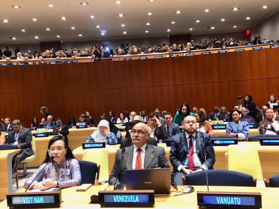 Hội nghị cấp cao về chăm sóc sức khỏe toàn dân trong khuôn khổ kỳ họp thứ 74 Đại hội đồng Liên hợp quốc đã khai mạc ngày 23/9/2019 tại trụ sở Liên hợp quốc tại New York. (Ảnh: PV/Vietnam+)