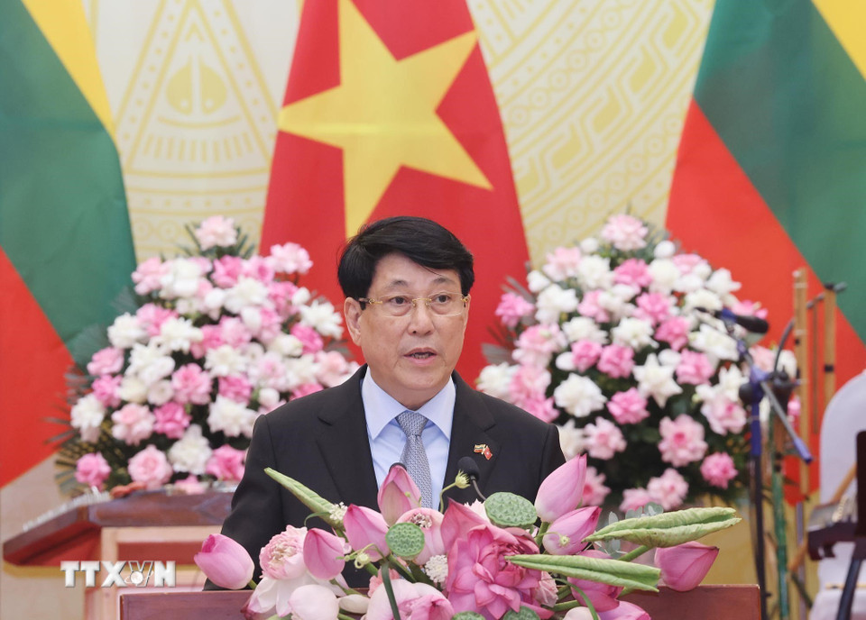 Chủ tịch nước Lương Cường phát biểu chào mừng. (Ảnh: Lâm Khánh/TTXVN)