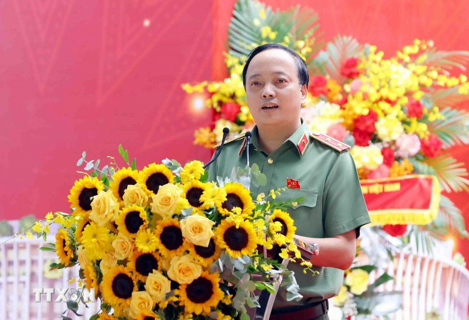 Trung tướng Đặng Hồng Đức, Thứ trưởng Bộ Công an phát biểu. (Ảnh: Phạm Kiên/TTXVN)