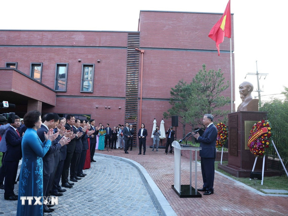 Tổng Bí thư Tô Lâm phát biểu tại buổi lễ. (Ảnh: Thống Nhất/TTXVN)