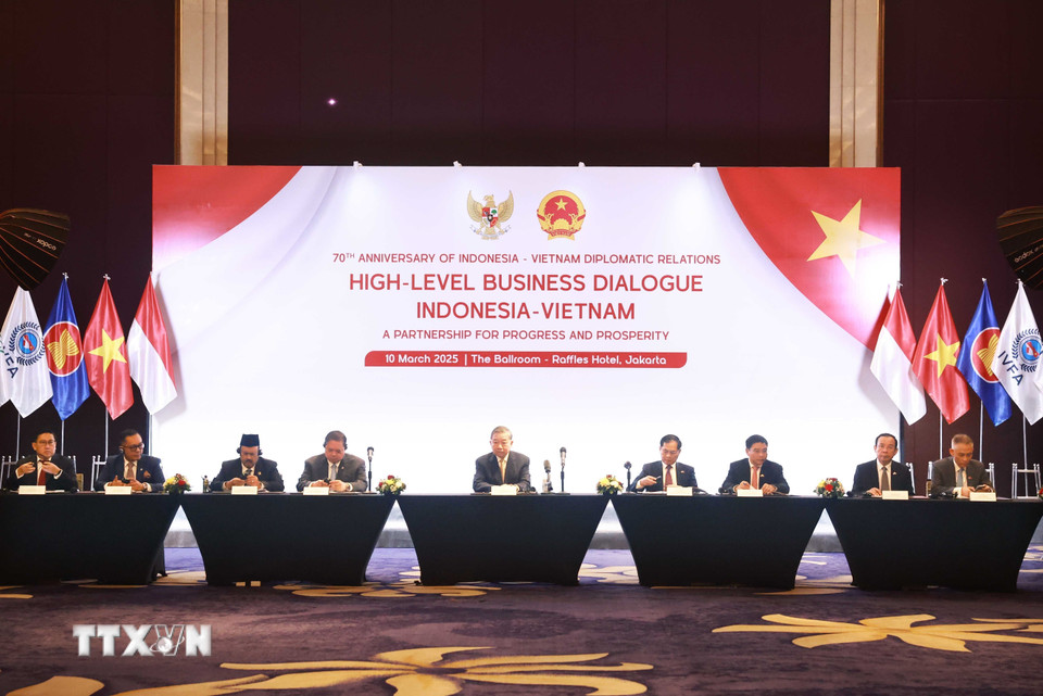 Tổng Bí thư Tô Lâm và đại biểu hai nước dự Tọa đàm doanh nghiệp Việt Nam-Indonesia. (Ảnh: Thống Nhất/TTXVN)