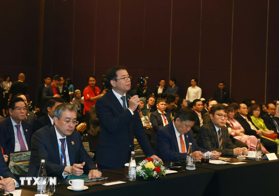 Đại diện doanh nghiệp dự Tọa đàm phát biểu. (Ảnh: Thống Nhất/TTXVN)