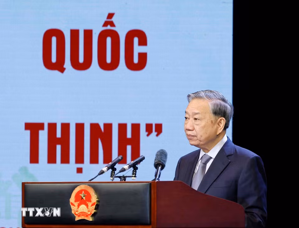 Tổng Bí thư Tô Lâm phát biểu chỉ đạo. (Ảnh: Thống Nhất/TTXVN)