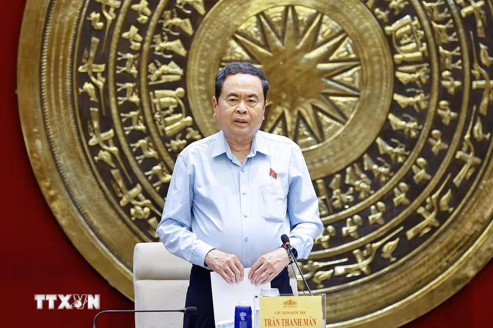 Chủ tịch Quốc hội Trần Thanh Mẫn phát biểu. (Ảnh: Doãn Tấn/TTXVN)
