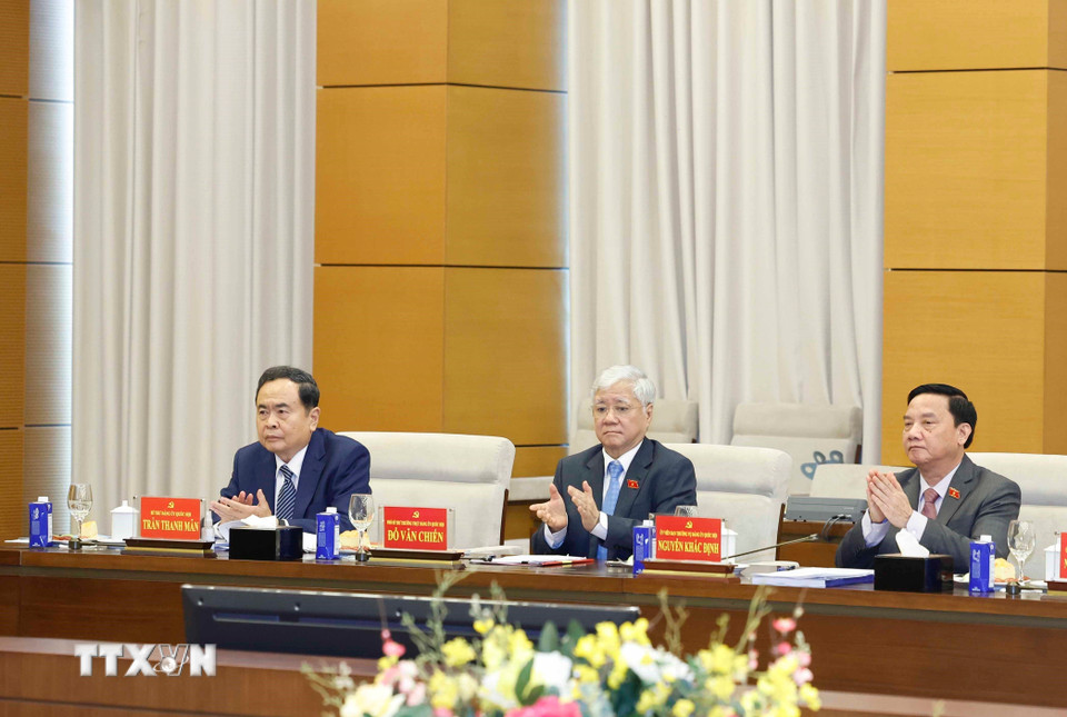 Chủ tịch Quốc hội Trần Thanh Mẫn và các đại biểu tham dự hội nghị. (Ảnh: Thống Nhất/TTXVN)