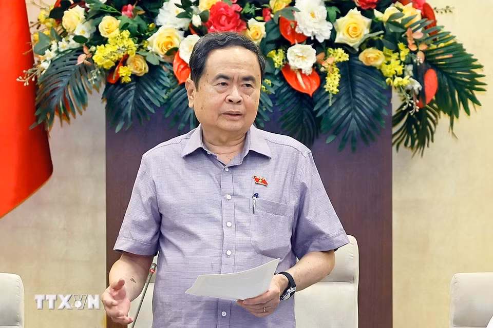 Chủ tịch Quốc hội Trần Thanh Mẫn phát biểu. (Ảnh: Doãn Tấn/TTXVN)