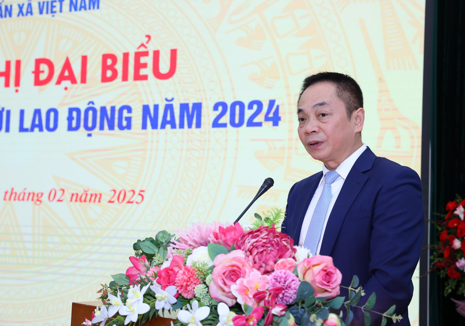 Chánh Văn phòng TTXVN Ngô Thanh Sơn phát biểu. (Ảnh: Văn Điệp/TTXVN)