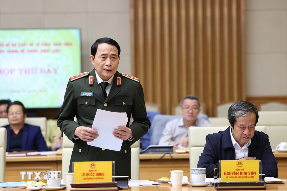 Thượng tướng Lê Quốc Hùng, Thứ trưởng Bộ Công an phát biểu. (Ảnh: Dương Giang/TTXVN)