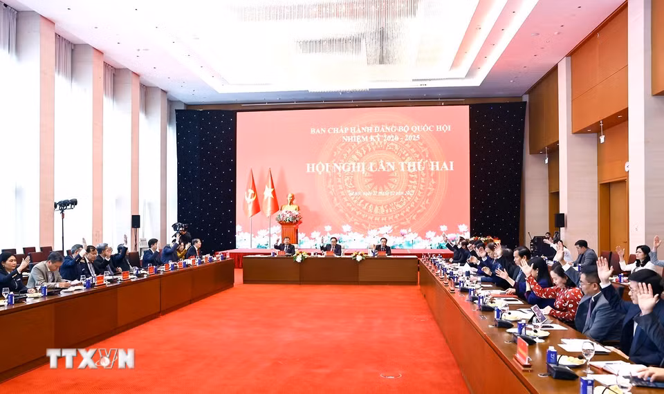 Đại biểu biểu quyết thông qua việc thành lập các Đảng bộ trực thuộc. (Ảnh: Doãn Tấn/TTXVN)
