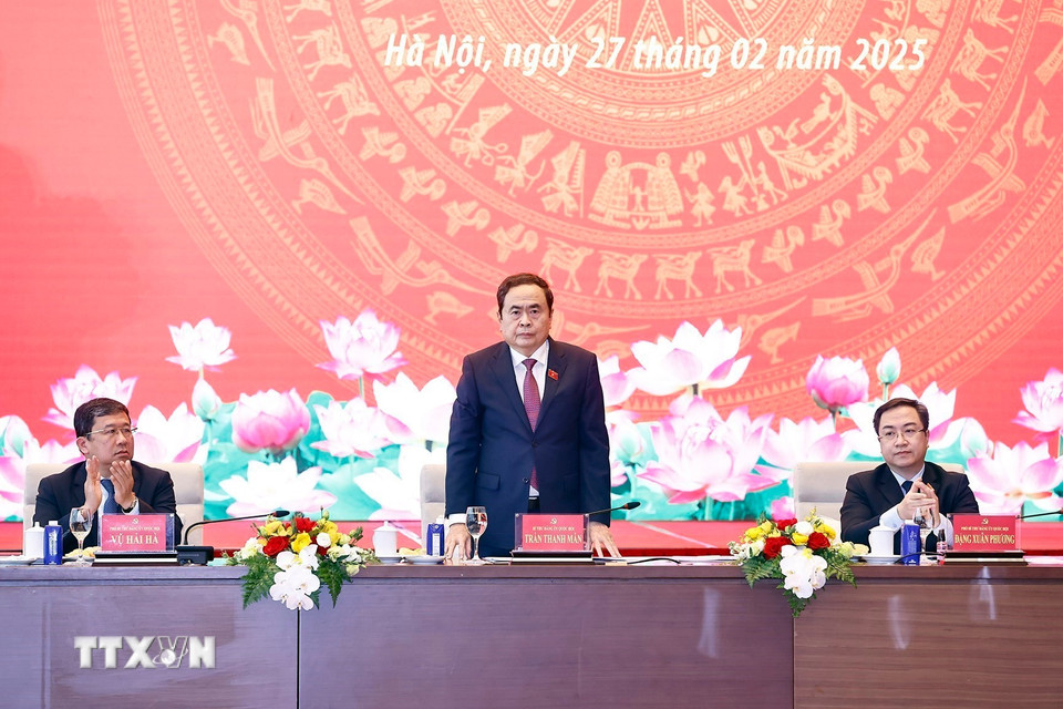 Chủ tịch Quốc hội Trần Thanh Mẫn chủ trì hội nghị. (Ảnh: Doãn Tấn/TTXVN)