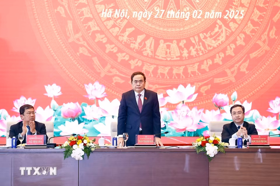 Chủ tịch Quốc hội Trần Thanh Mẫn chủ trì hội nghị. (Ảnh: Doãn Tấn/TTXVN)